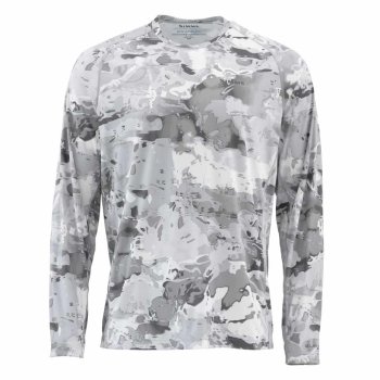 Simms Sflex Crewneck Cloud Camo Grey